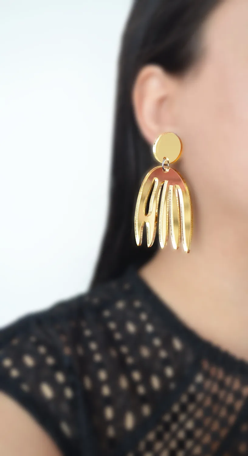 BooandBooFactory Gold Matisse akryl øredobber blad gullspeil
