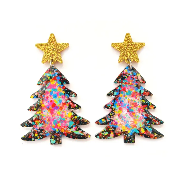 BooandBooFactory Christmas Tree øredobber konfetti