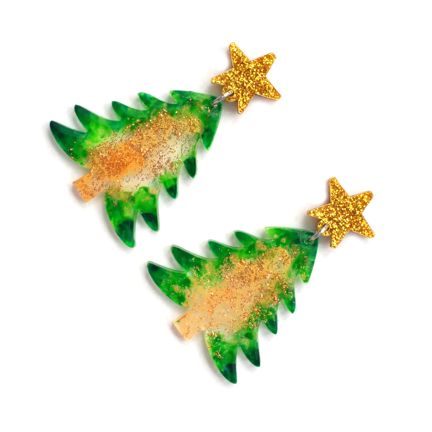 BooandBooFactory Christmas Tree juletre øredobber grønn glitter