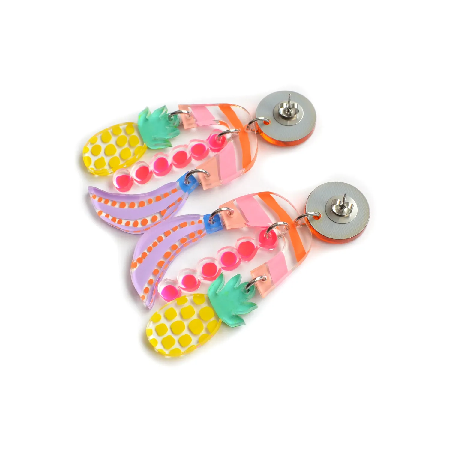 BooandBooFactory Neon Pineapple and Banana øredobber frukt