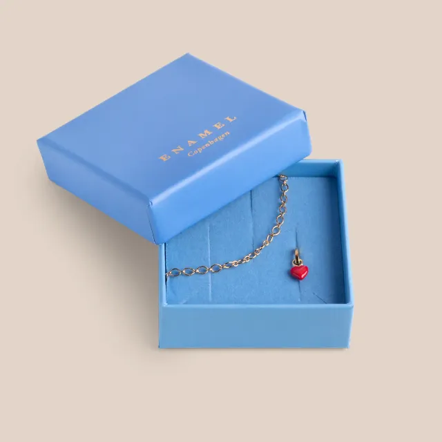 Enamel Amore charmsmykke gavesett armbånd forgylt