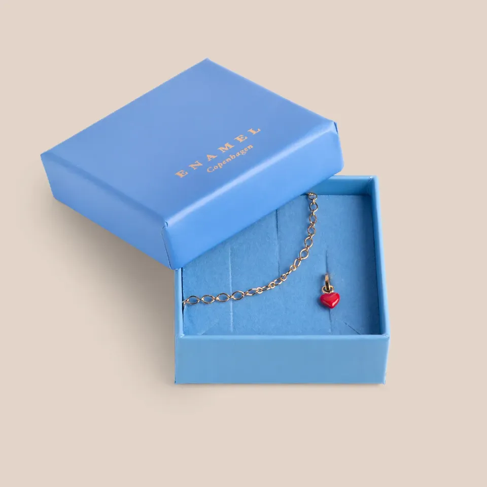 Enamel Amore charmsmykke gavesett armbånd forgylt