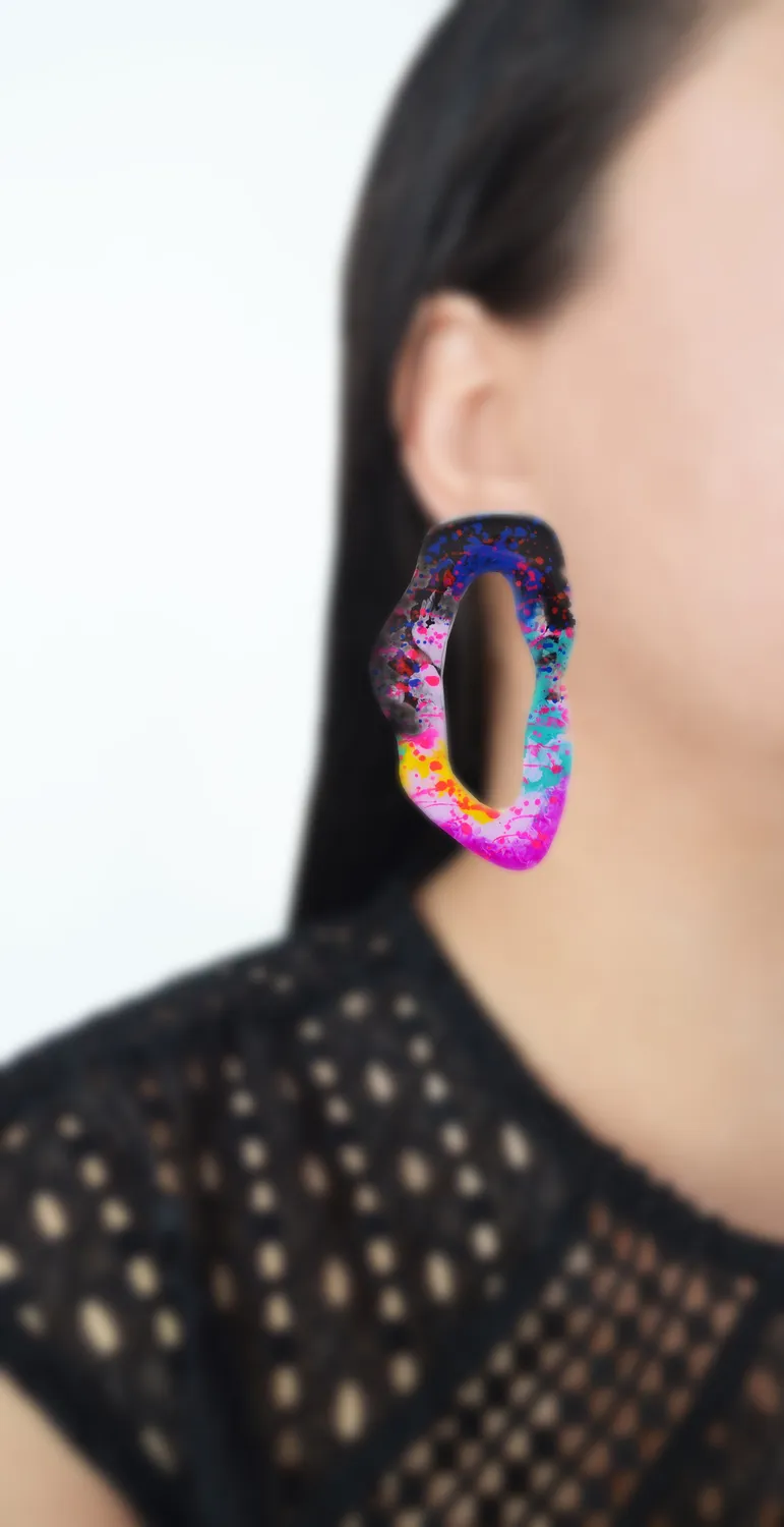 BooandBooFactory Neon Hoop øredobber studs flerfarget