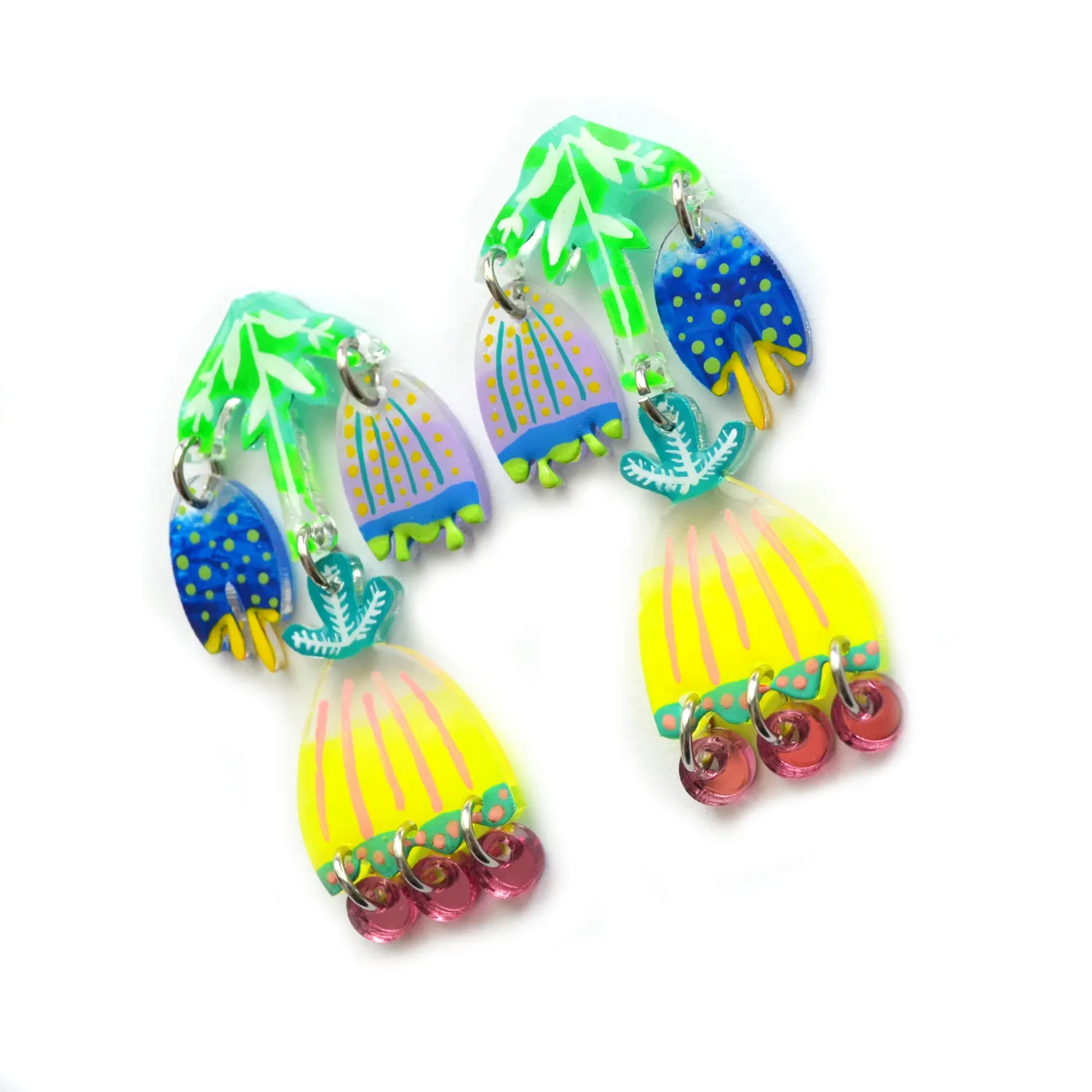 BooandBooFactory Neon Tulip blomsterøredobber pastell neon