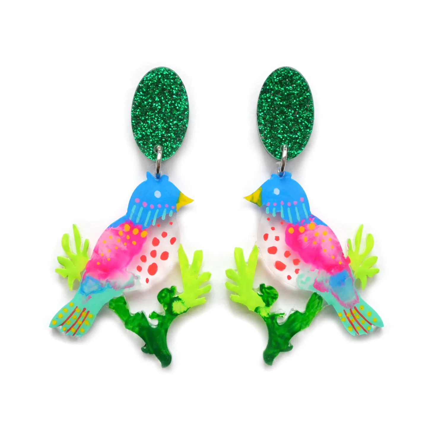 BooandBooFactory Tropical Bird øredobber akryl fugl