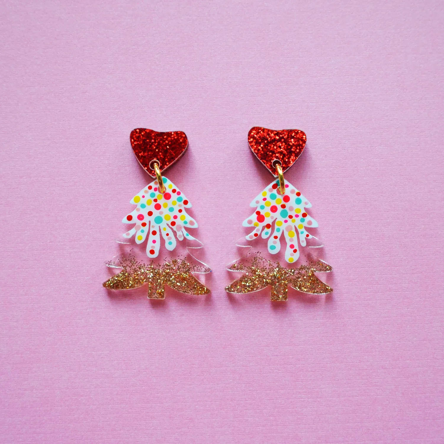 BooandBooFactory Hearts Snow juletreøredobber glitter