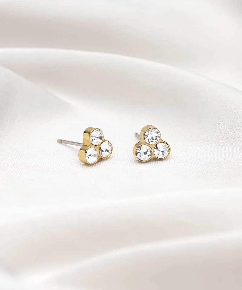 Blomdahl Clover øredobb gull 6 mm crystal