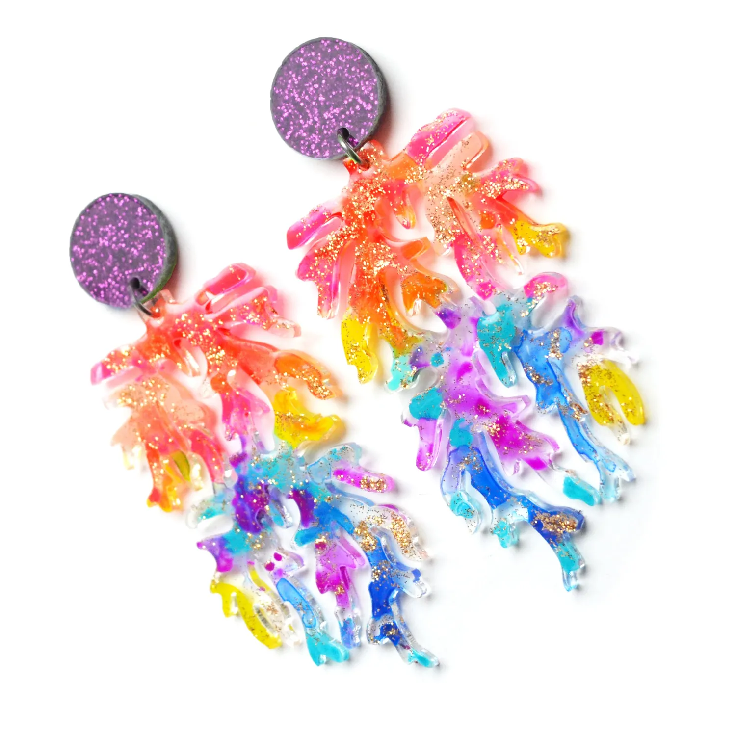 BooandBooFactory Rainbow Coral øredobber 1 par regnbue