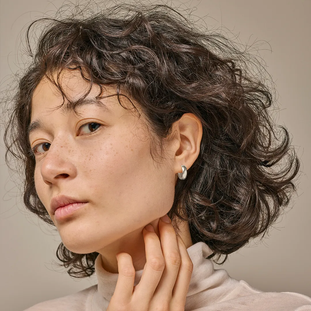 Enamel Classic Wide hoops 15 mm sølv bred