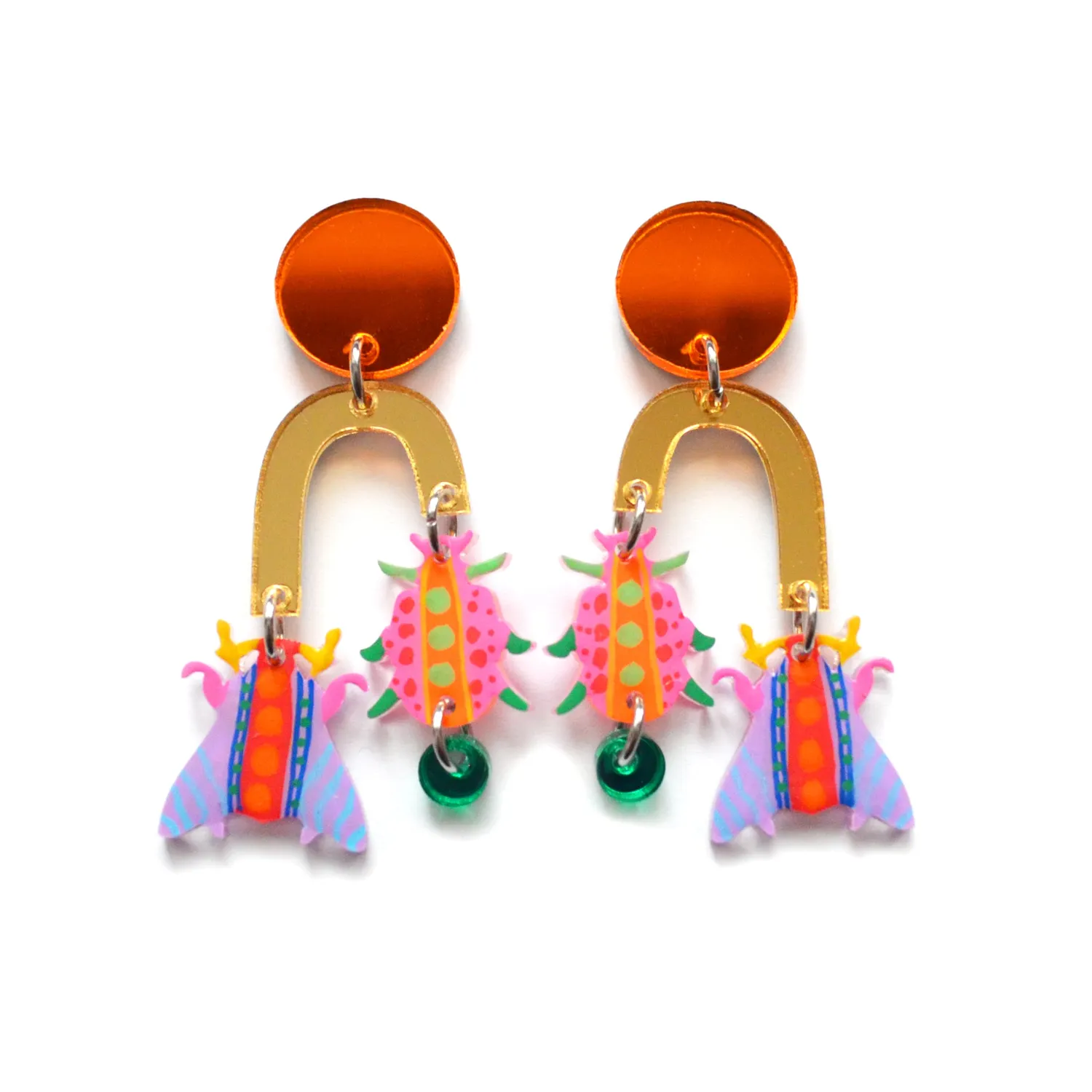 BooandBooFactory Orange Arch Insect øredobber 64 mm