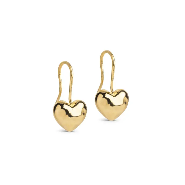 Enamel Poma Drop Heart øredobber 23 mm gull