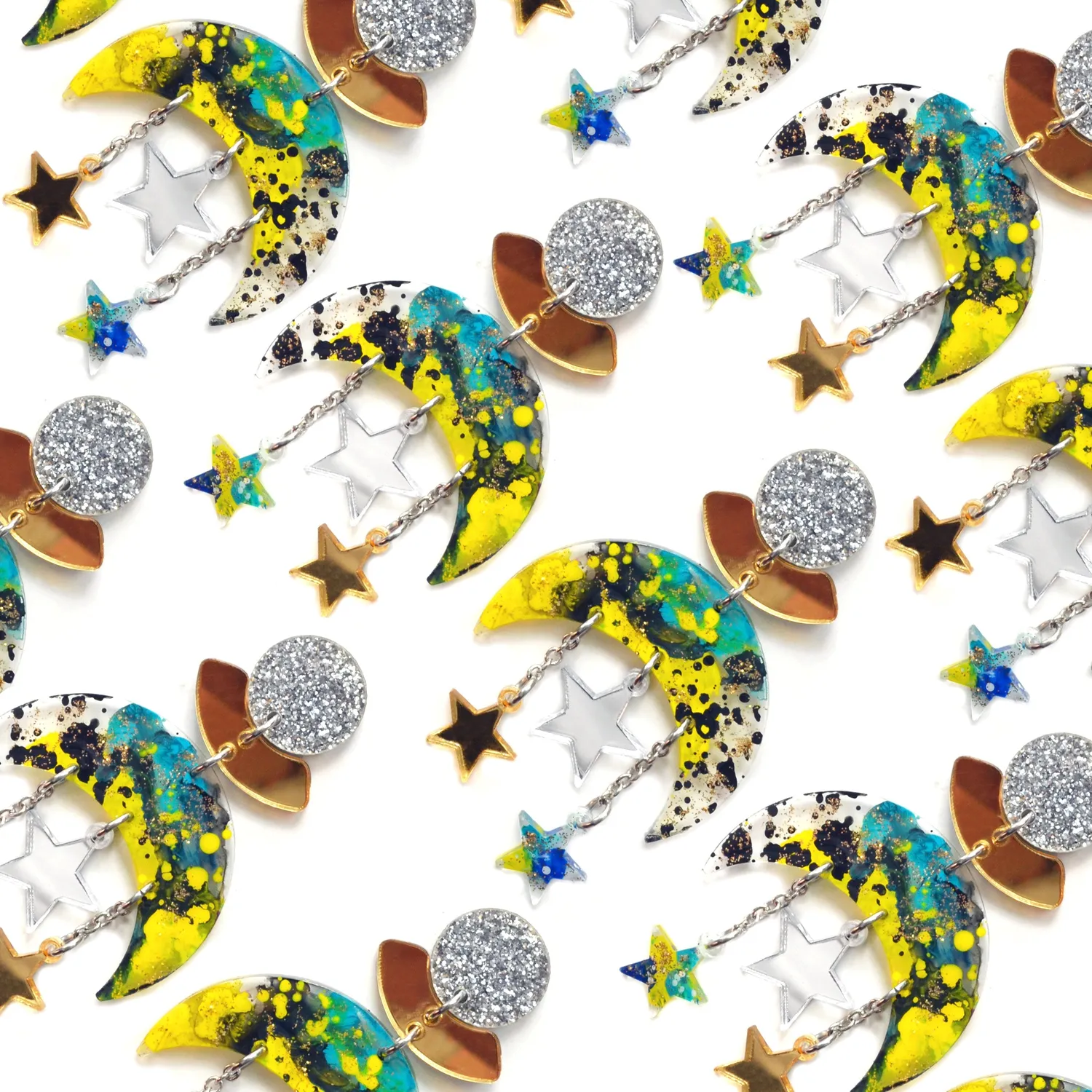 BooandBooFactory Celestial Moon øredobber gul
