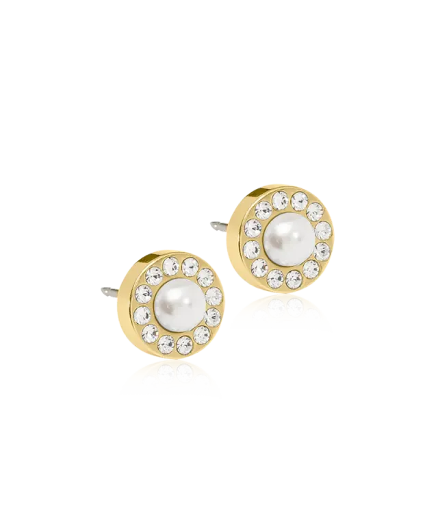 Blomdahl Brilliance Halo Pearl øredobber white gull 8 mm titan