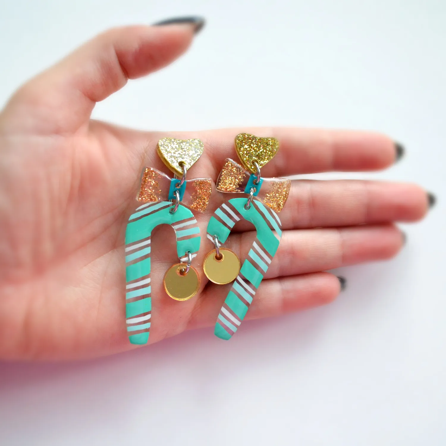 BooandBooFactory Candy Cane juløredobber mint gull