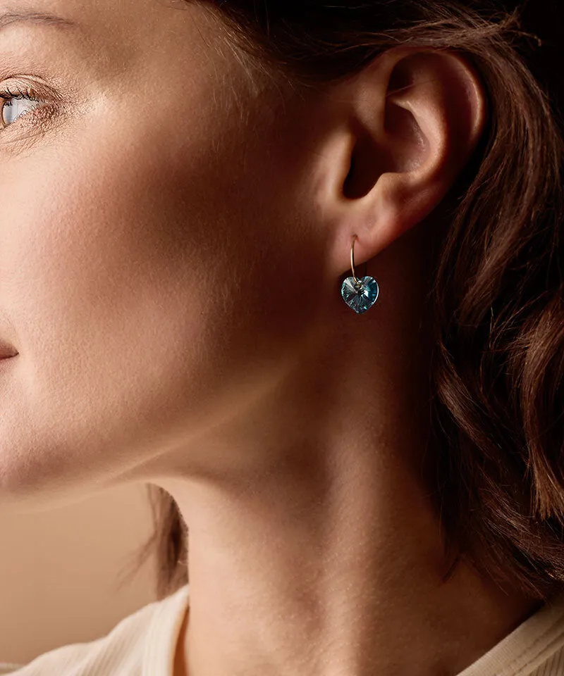 Blomdahl Ear Ring Heart ørering aquamarine 14 mm gullfarget