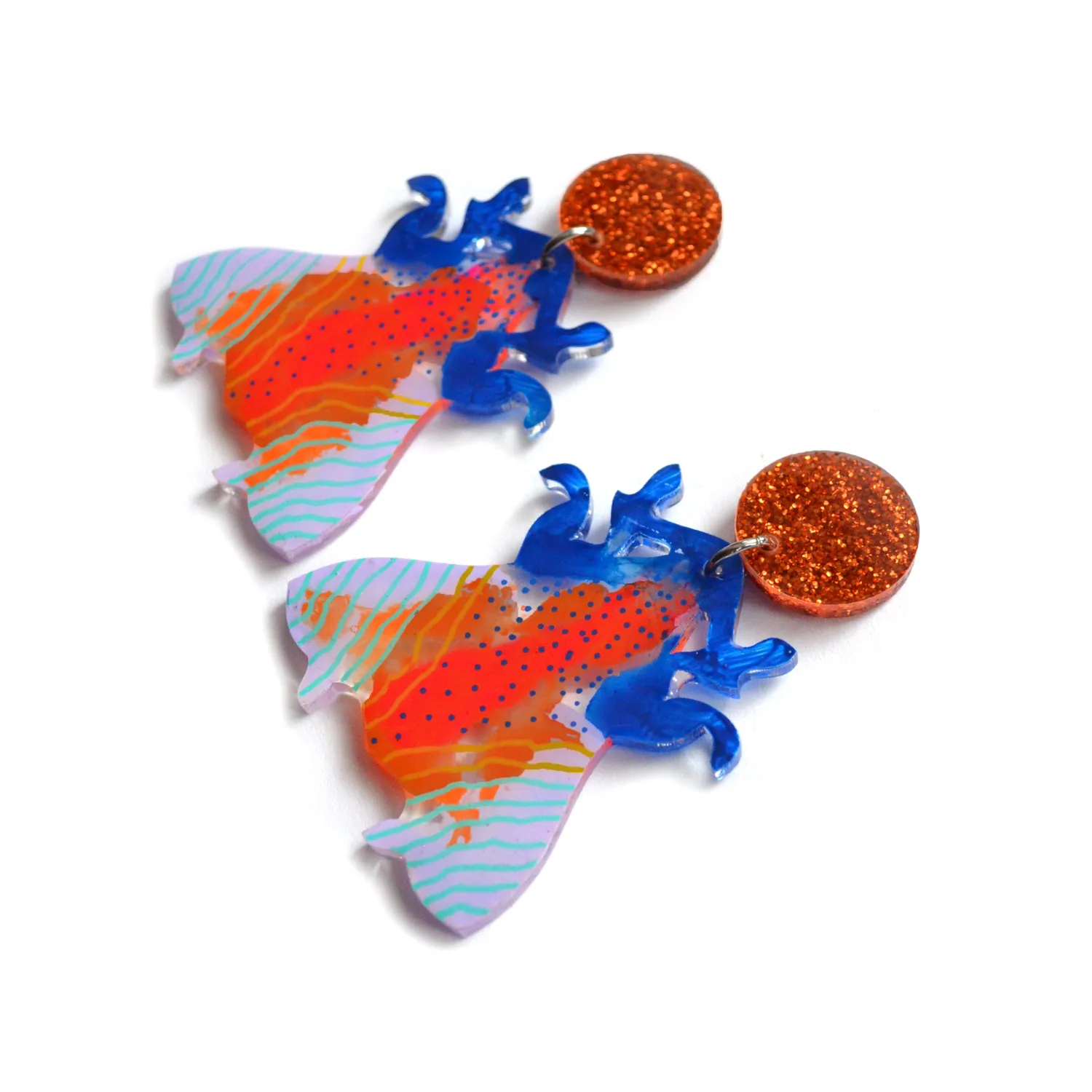 BooandBooFactory Moth nattsommerfugl øredobber neonrosa
