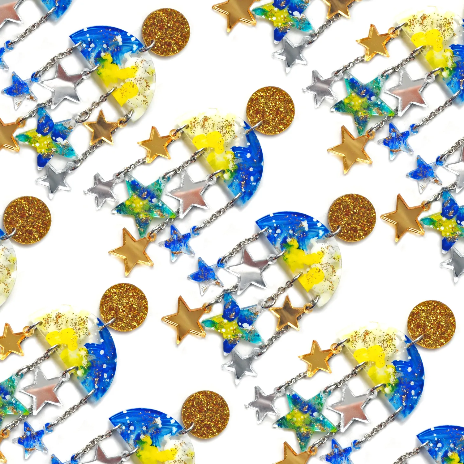BooandBooFactory Cloud Moon Star øredobber 1 par kjede