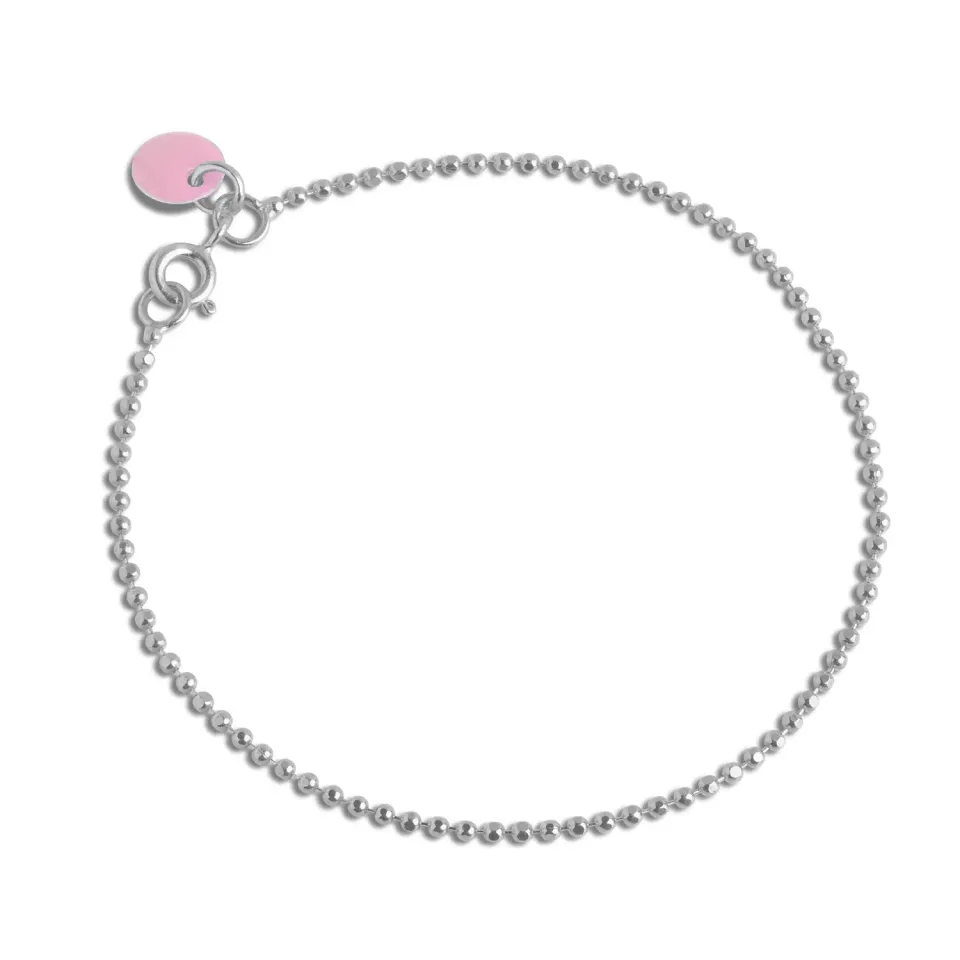 Enamel Ball Chain armbånd flamingo 17,5 cm sølv