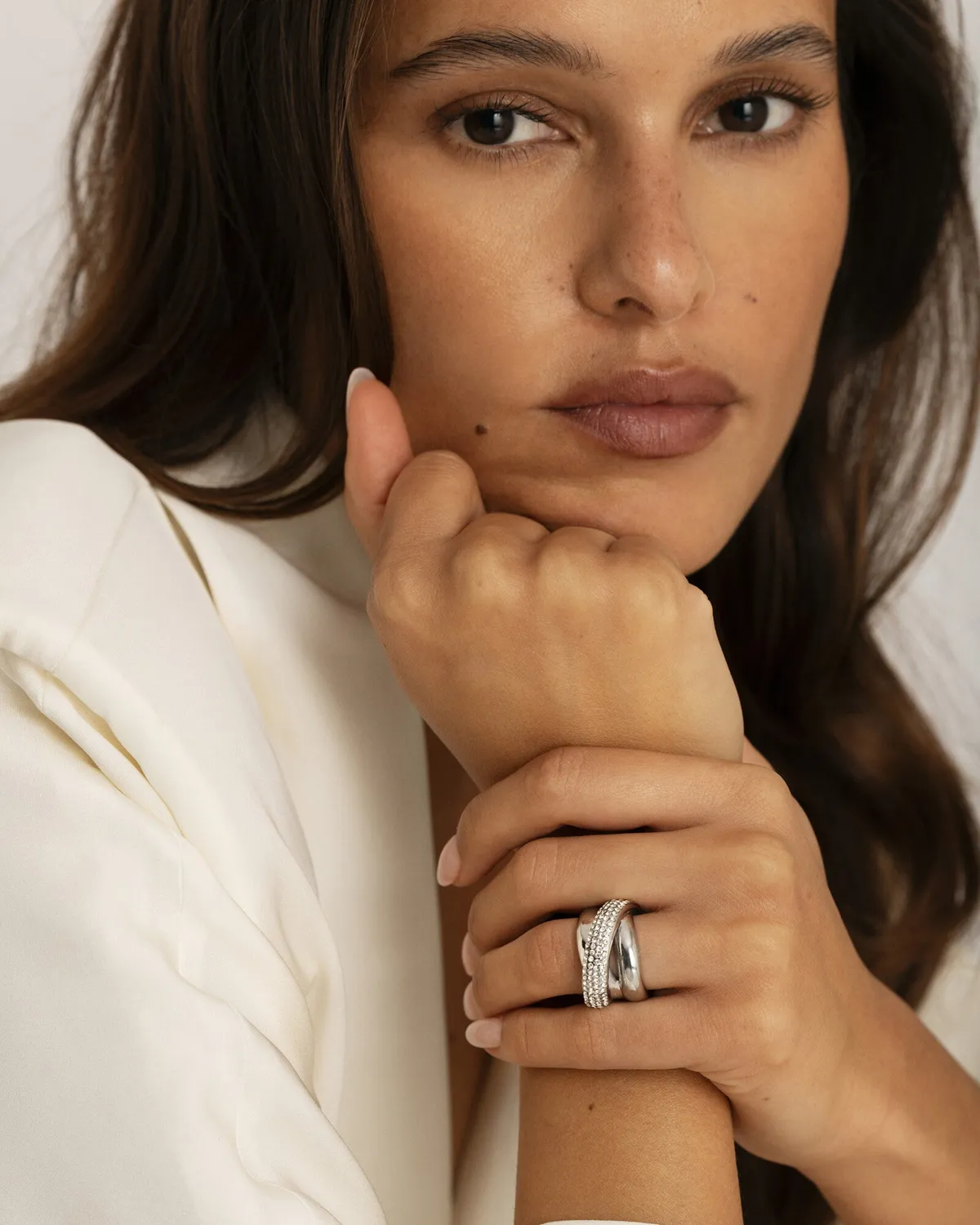 Mockberg Brume Ring ring 54 sølv pavé