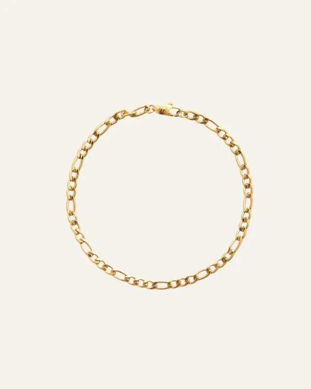 Mockberg Thin Figaro Armbånd Small gull 3 mm
