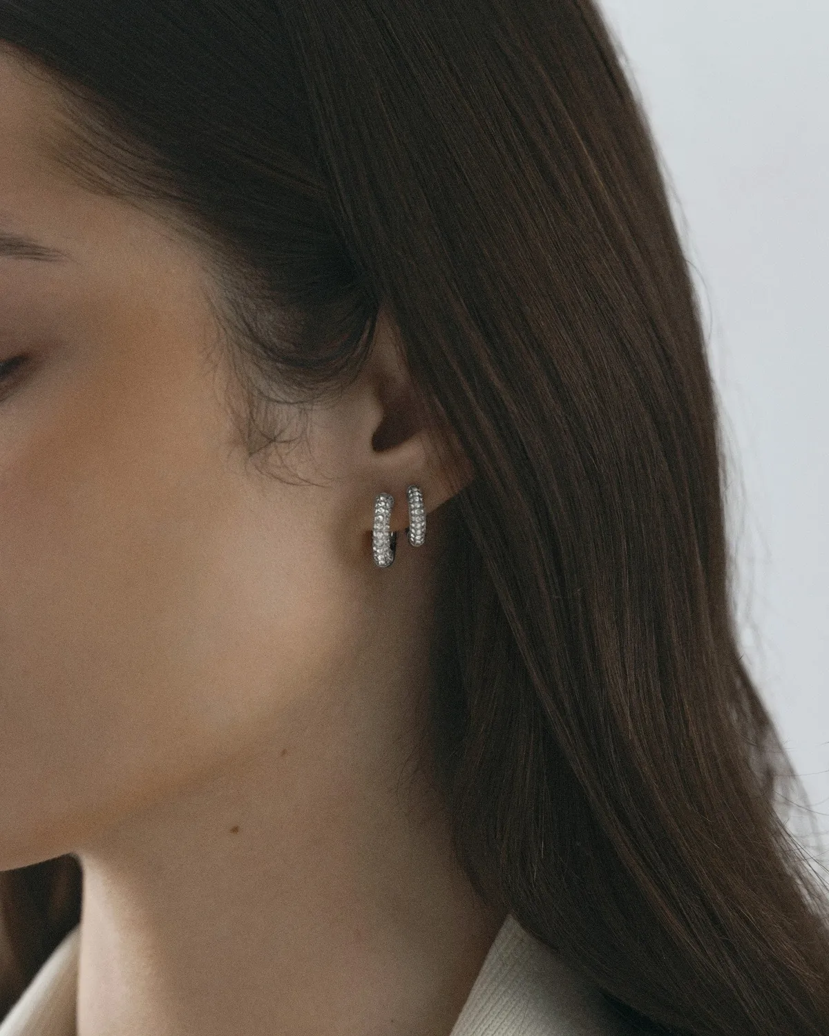 Mockberg Pavé Everyday Medium Hoops øredobber 16 mm