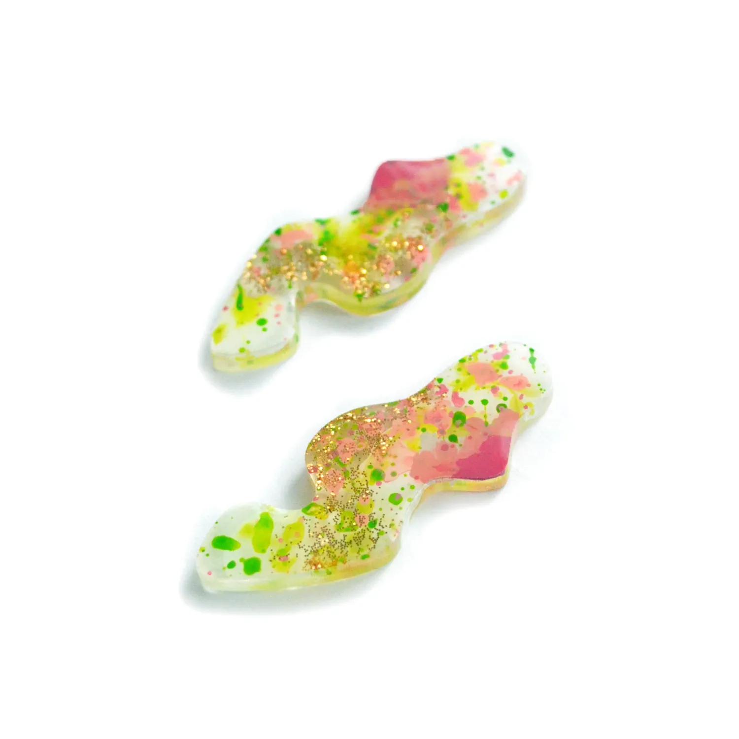 BooandBooFactory Pink Green Squiggle studøredobber bølge