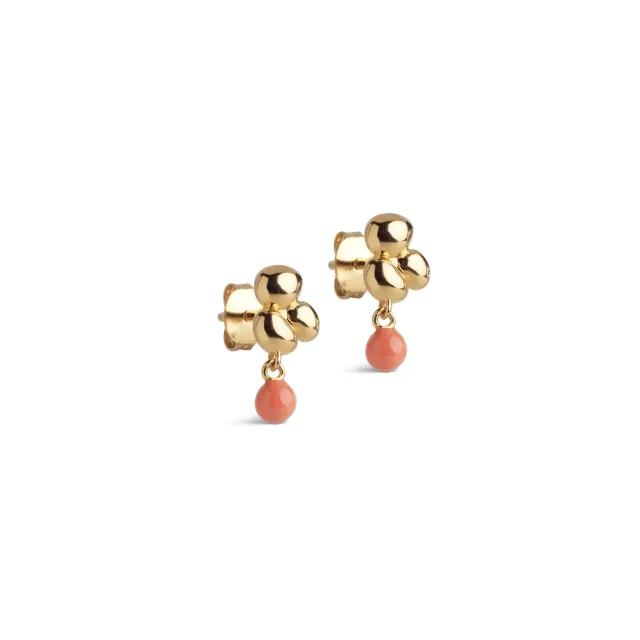 Enamel Nara Ball ørestikker Light Coral 13x6 mm