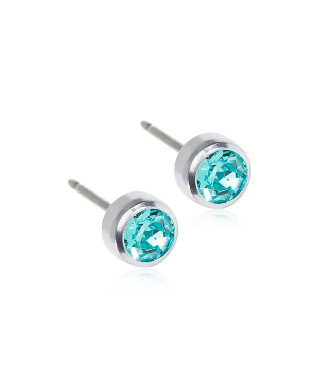 Blomdahl Bezel øredobber 5 mm turkis titan