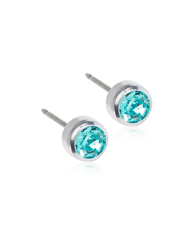 Blomdahl Bezel øredobber 5 mm turkis titan
