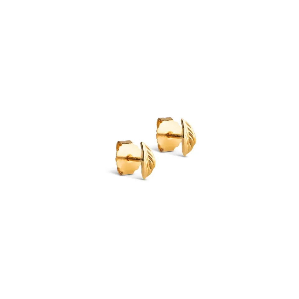 Enamel Organic Leaf studs øredobber 7,5 mm gull