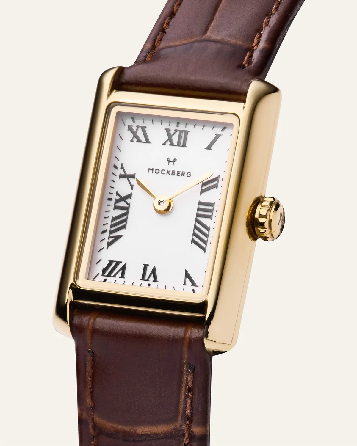 Mockberg Timeless klokke brun lær 19x28 mm