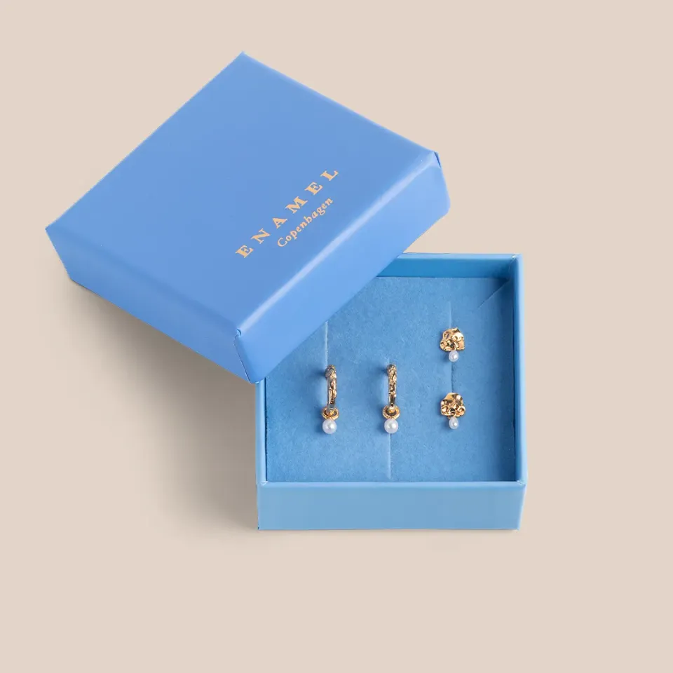 Enamel Soft Pearl øredobber gavesett med ferskvannsperler