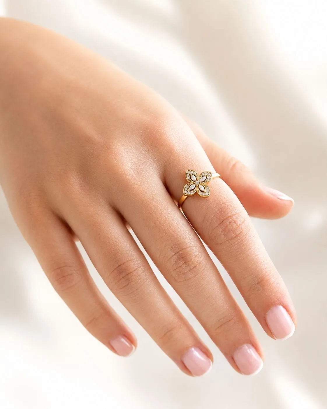Mea Nani Viola ring gull 14K justerbar blomst