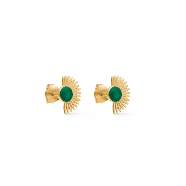 Enamel Soleil studs 11 x 7,5 mm petrol green