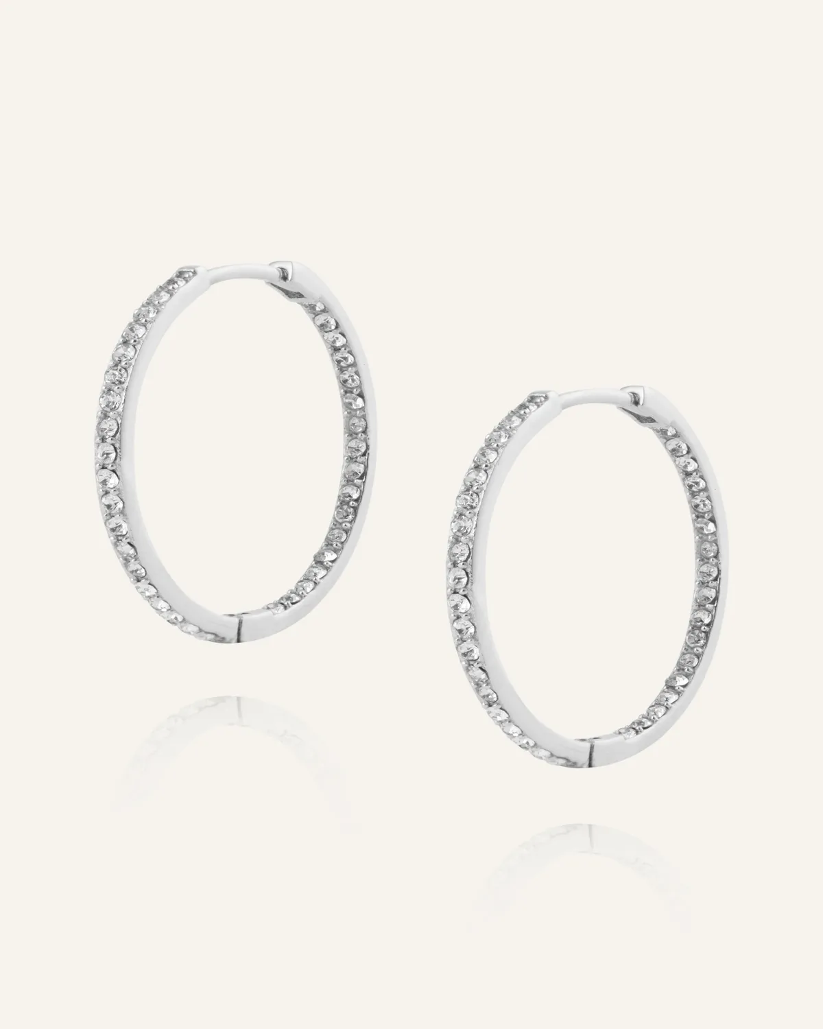 Mockberg Sparkle XL Hoops øredobber sølv 26mm zirkonia