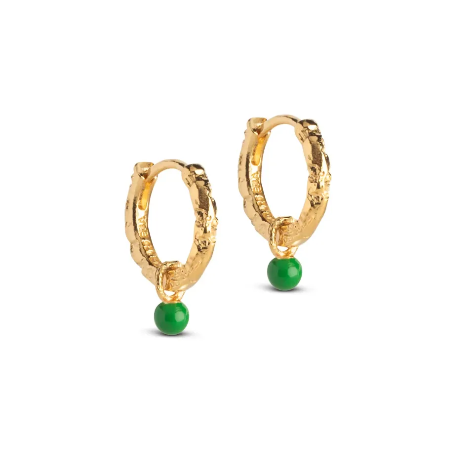 Enamel Belle hoops gressgrønn gull 13 mm