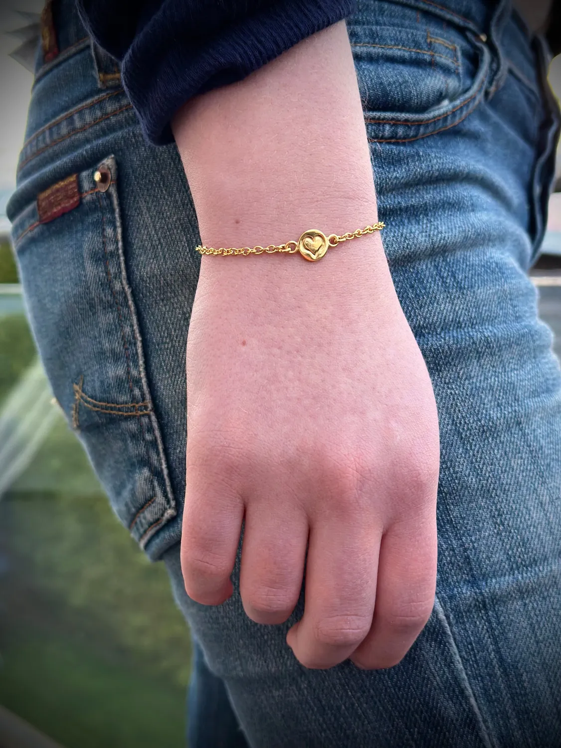 Sivia Pust og hjerte armbånd hjerte sølv 15-19 cm