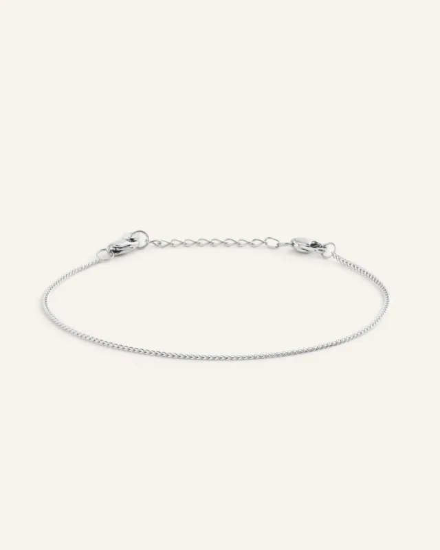 Mockberg Thin Curb Chain armbånd sølv stål