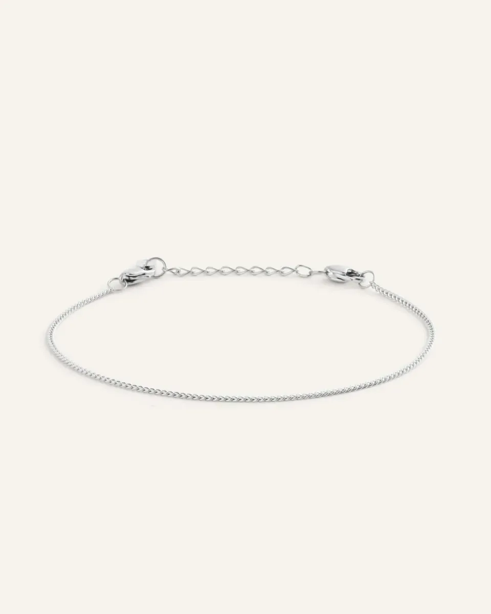 Mockberg Thin Curb Chain armbånd sølv stål