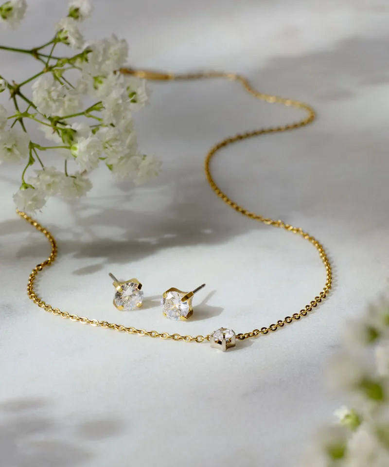 Blomdahl Tiffany halssmykke gull CZ White 5 mm