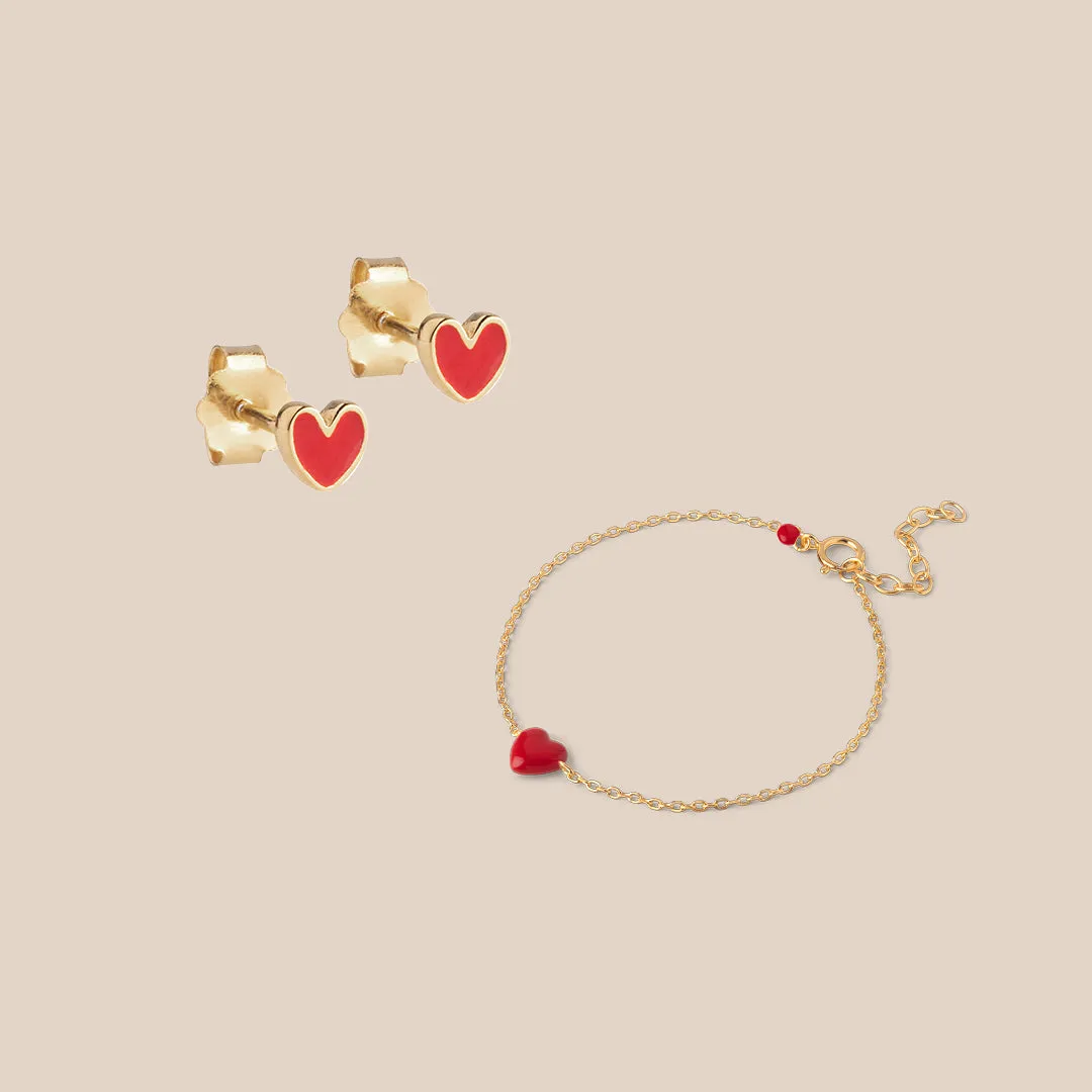 Enamel Amore Red Simple gavesett rød hjerte