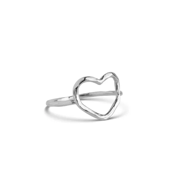 Enamel Organic Heart ring sølv hjertesign