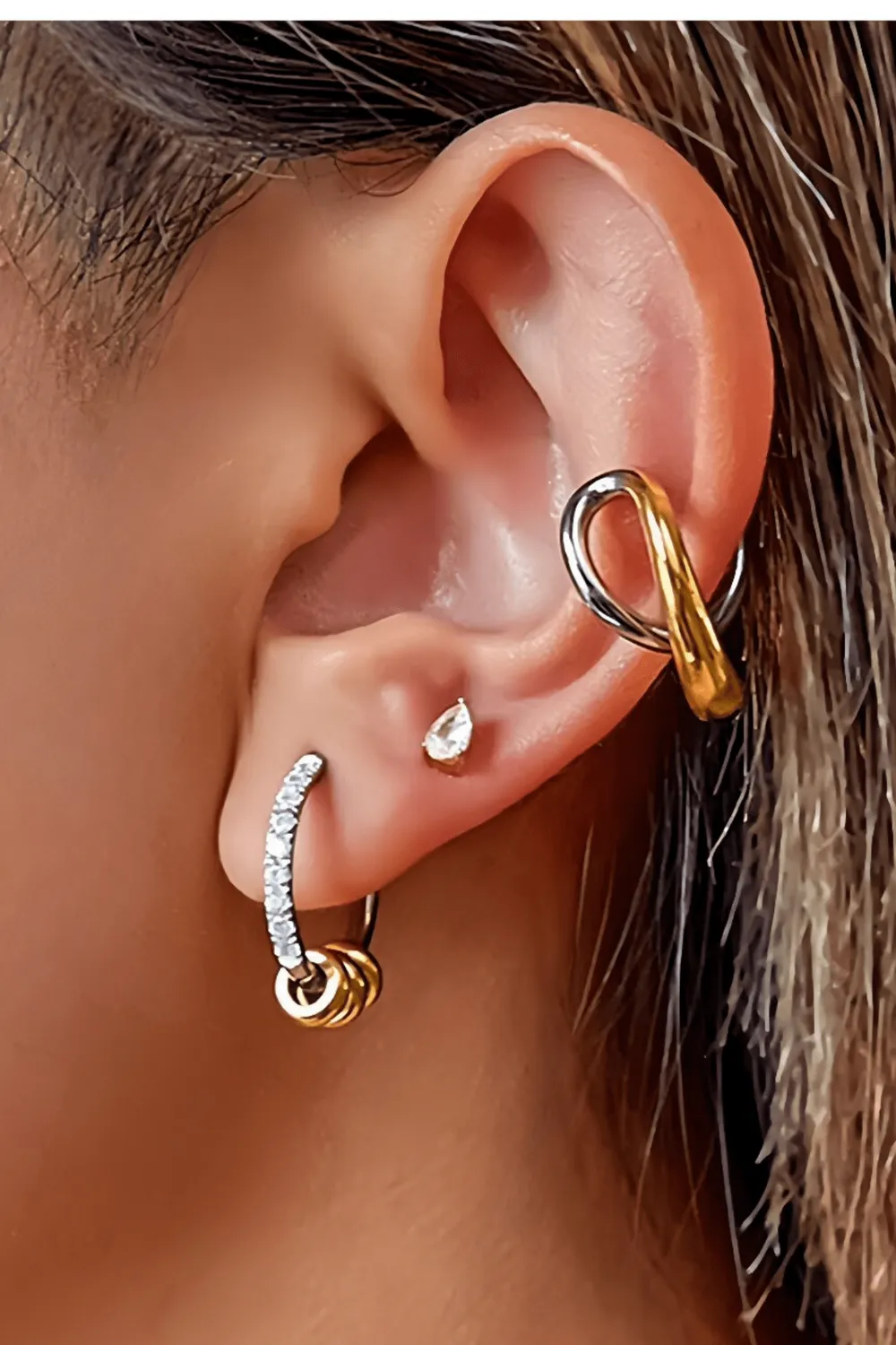 Mea Nani Love Lock Hoops creoler sølv gull stener
