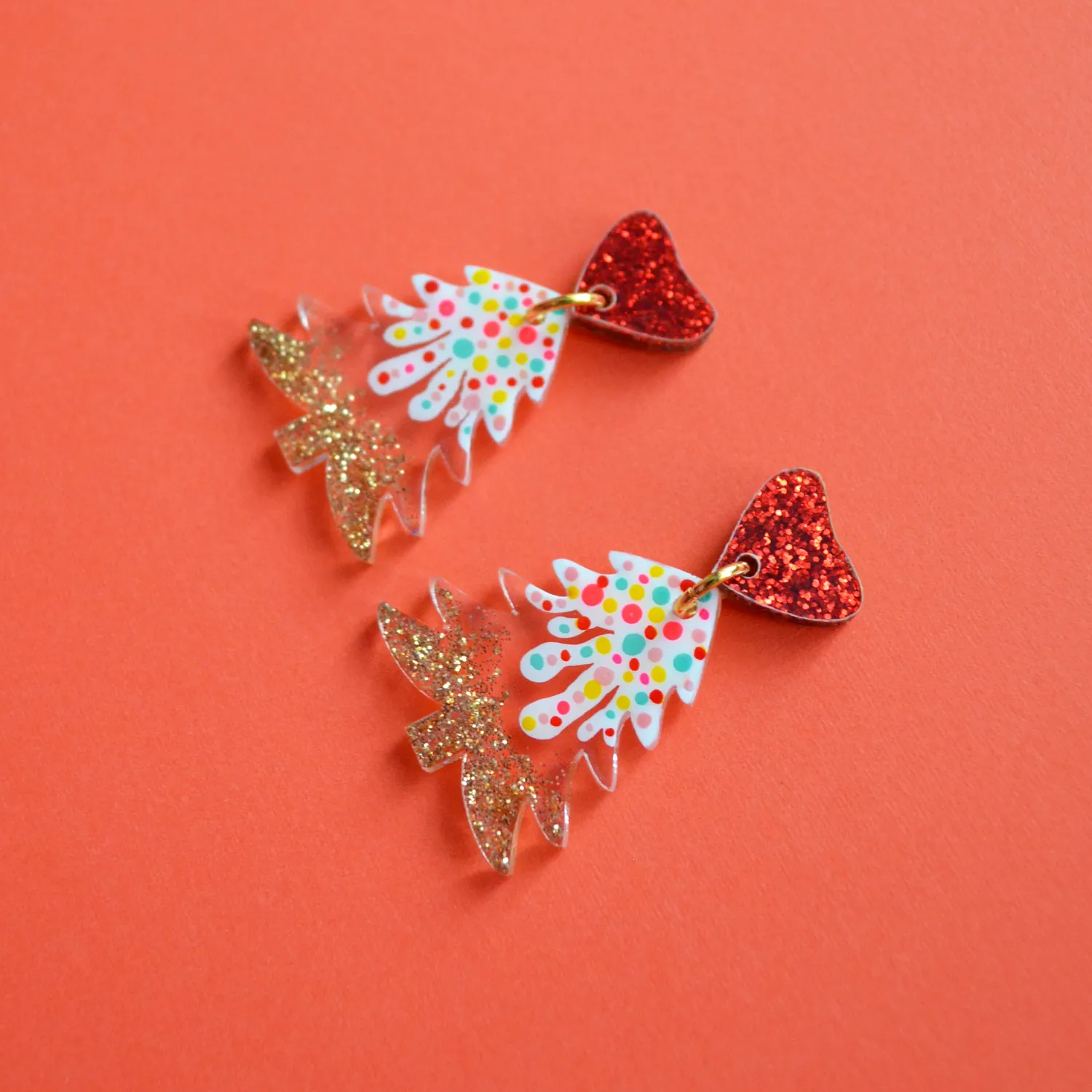BooandBooFactory Hearts Snow juletreøredobber glitter