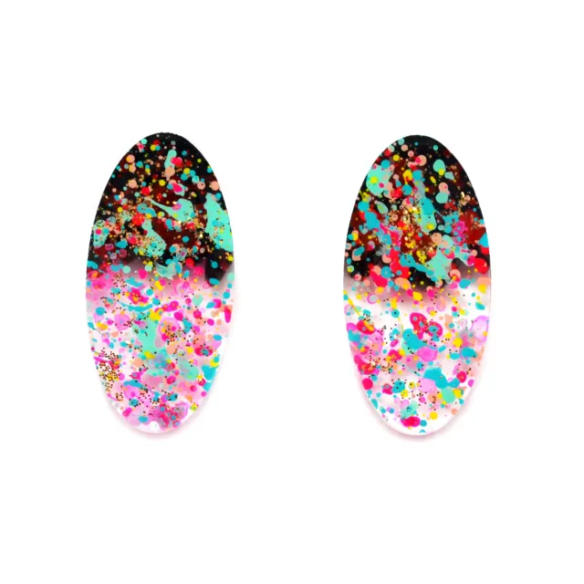 BooandBooFactory Confetti Glitter studøredobber oval