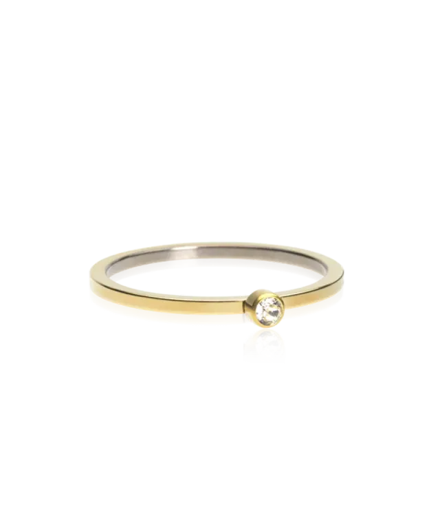 Blomdahl Bezel Tiny ring crystal gull nikkelfri