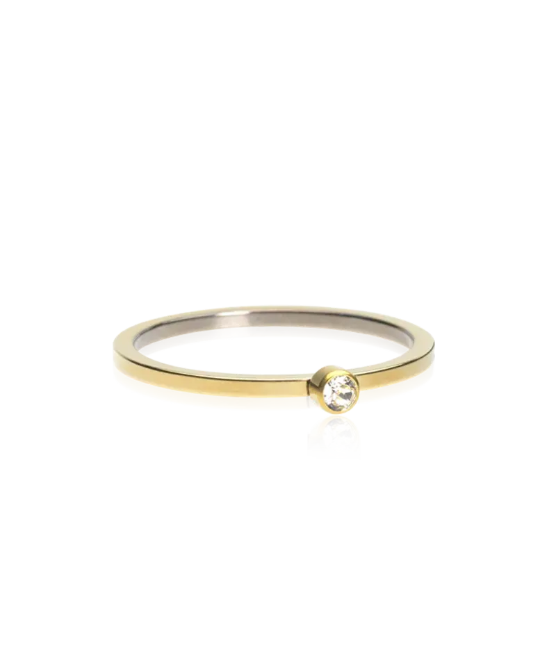 Blomdahl Bezel Tiny ring crystal gull nikkelfri