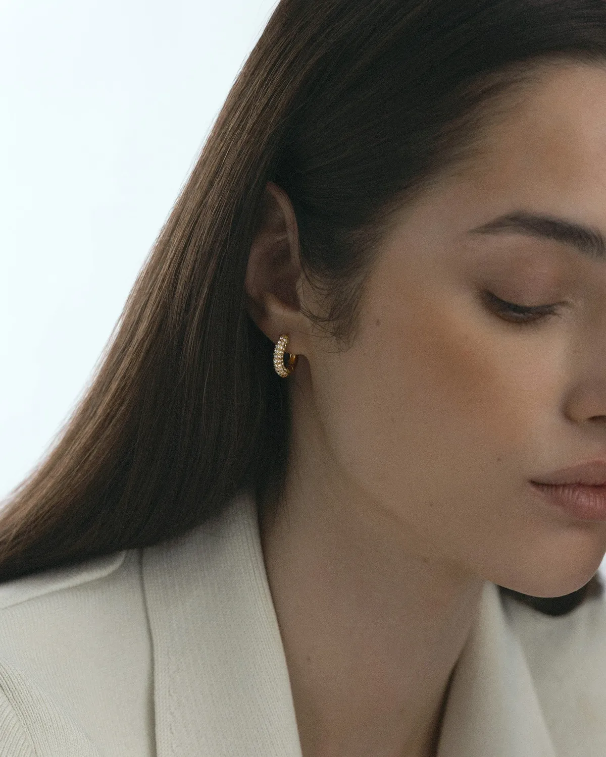 Mockberg Pavé Everyday Medium Hoops øredobber gull