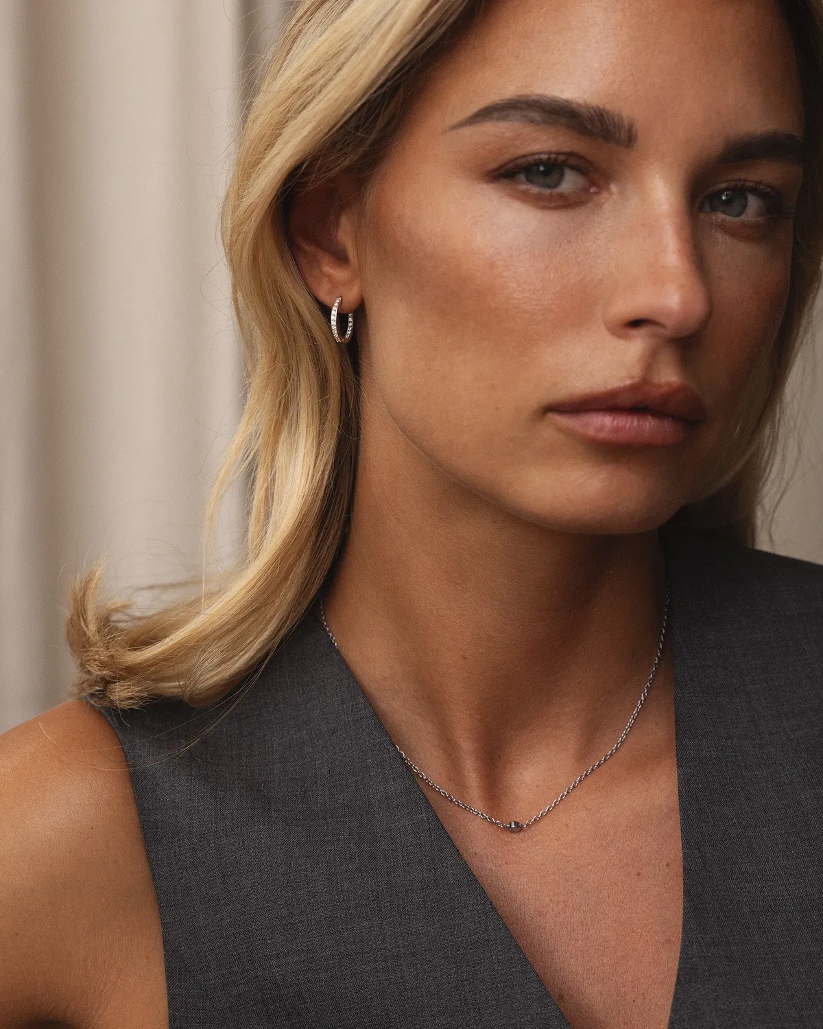 Mockberg Sparkle Medium Hoops øreringer sølv 16 mm