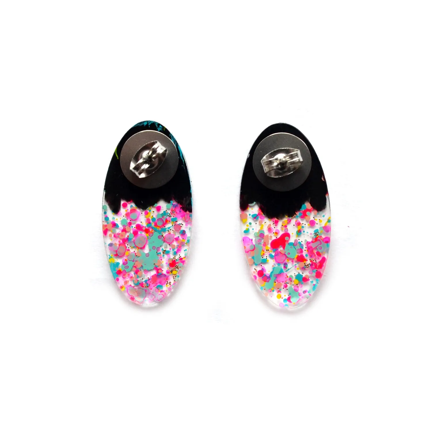 BooandBooFactory Confetti Glitter studøredobber oval